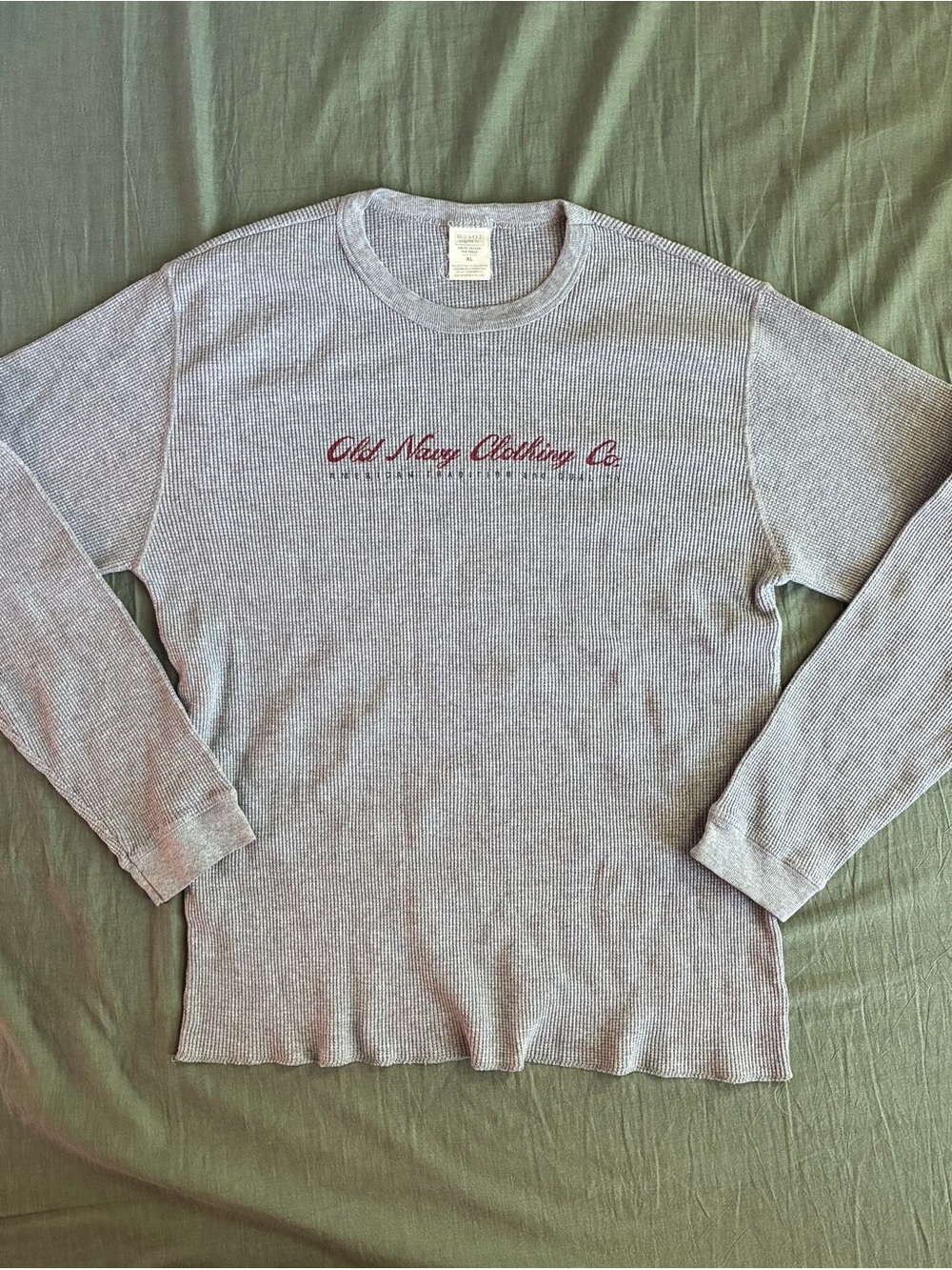 Vintage 90s Old Navy Clothing Co Embroidered Thermal Long Sleeve Grey XL